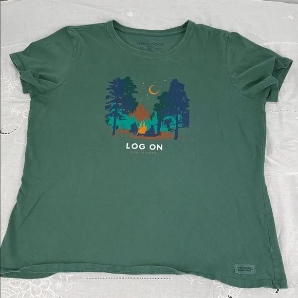 Life Is Good Shirts Womens XL Crusher T-Shirt LOT OF 2 Green Blue Short Sleeve - Picture 3 of 14